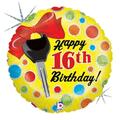 Betallic 18 in. 16th Birthday Dots Holo Flat Foil Balloon, 5PK 61202